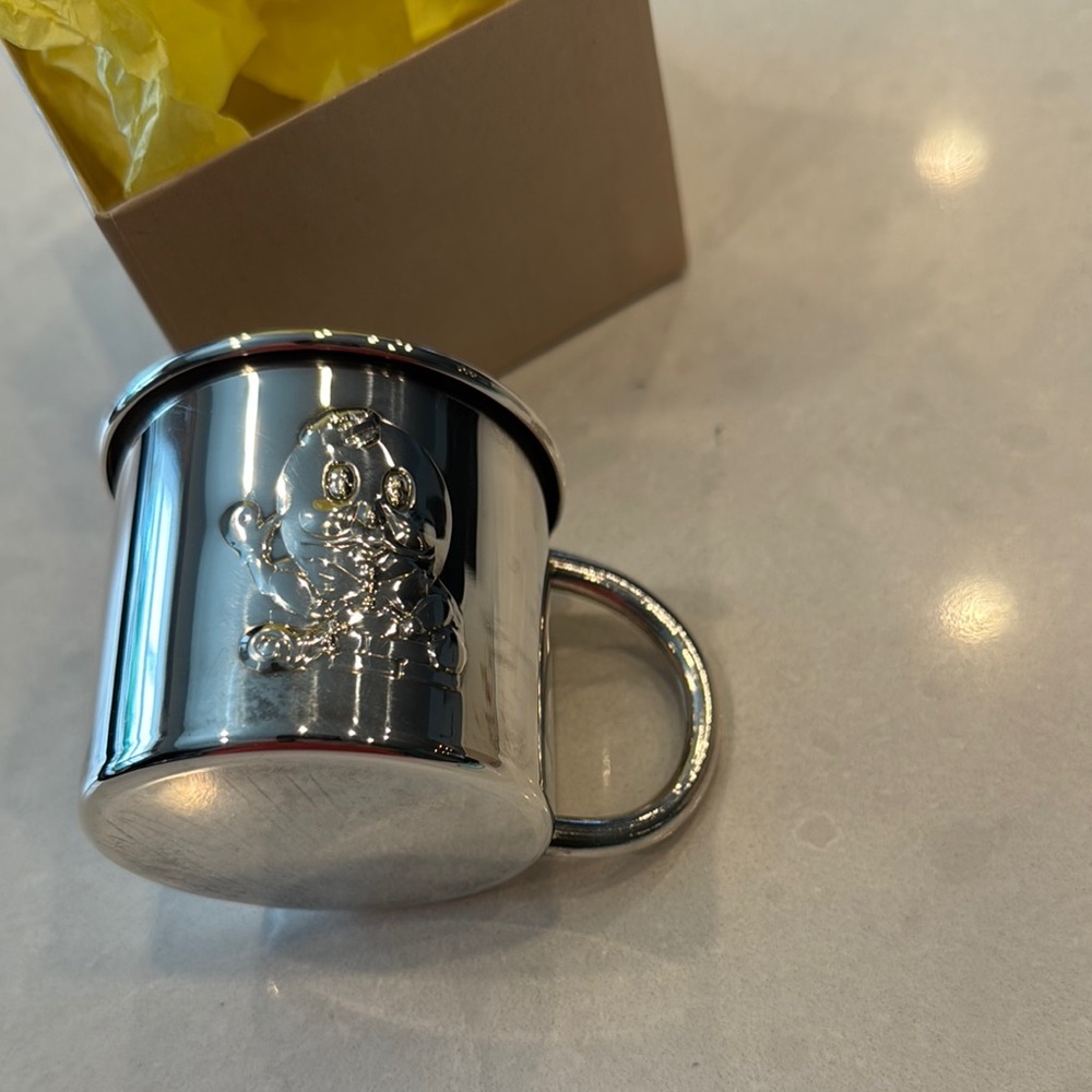 Oneida Silver Baby Mug cup  with Embossed Design Humpty Dumpty with box nice.